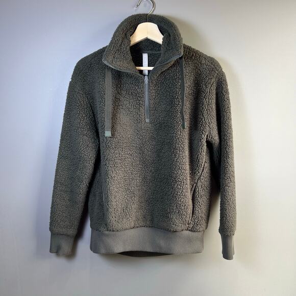 Athleta Talus Sherpa Half Zip Green Sweatshirt size XXSmall - Picture 1 of 9